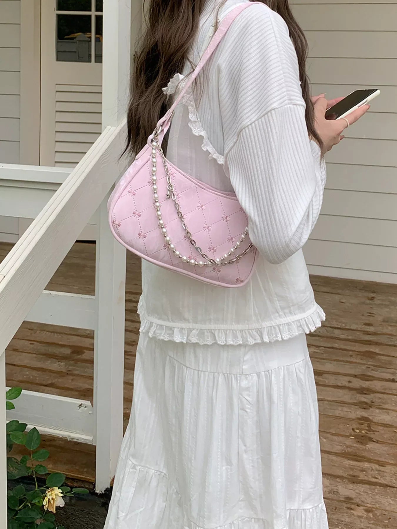 Pearl Chain Shoulder Bag - Makw Official Site