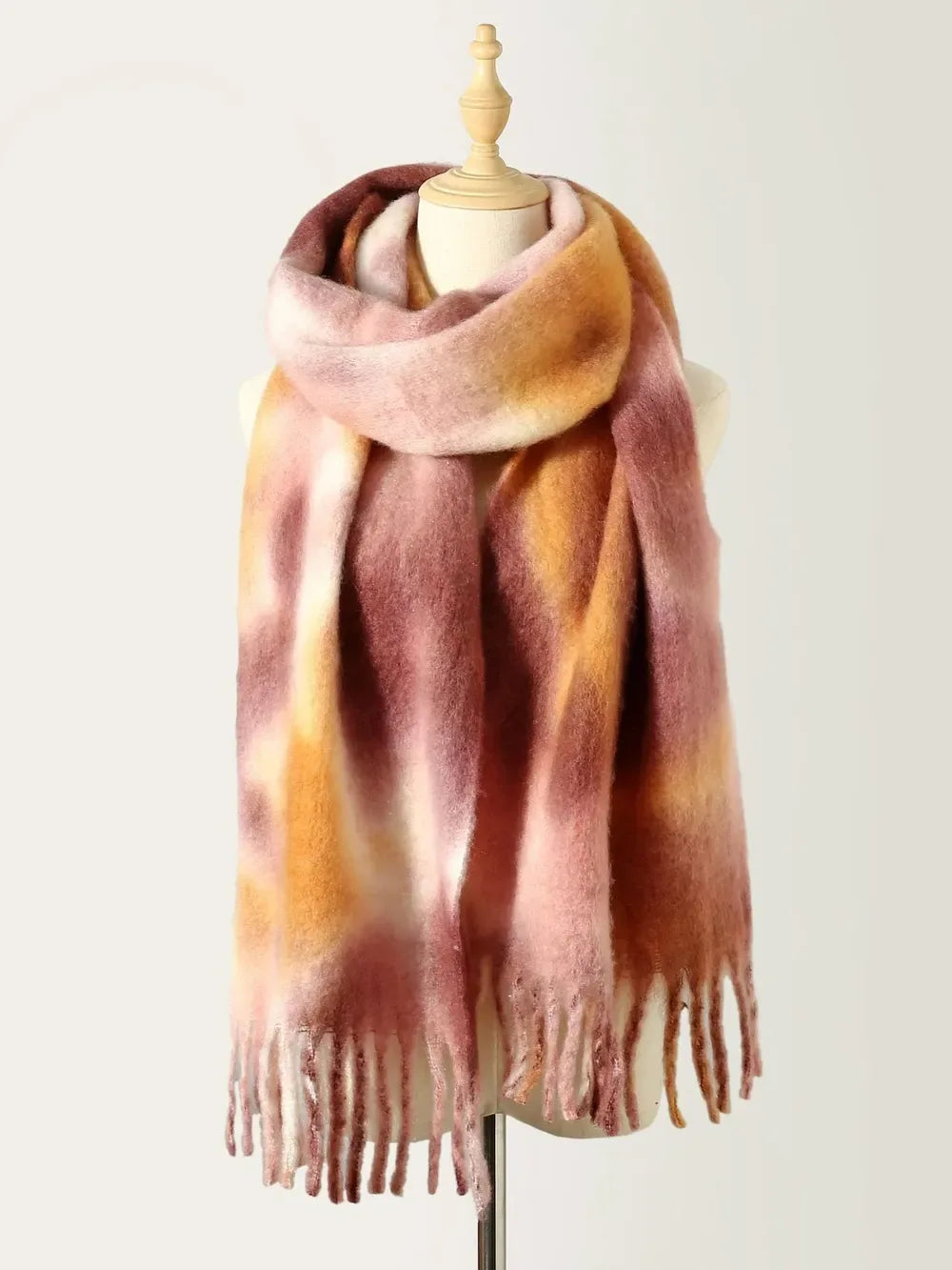 Fringe Tie-Dye Polyester Scarf - Makw Official Site