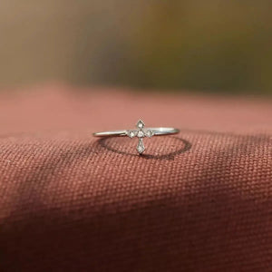 925 Sterling Silver Zircon Cross Ring - Makw Official Site