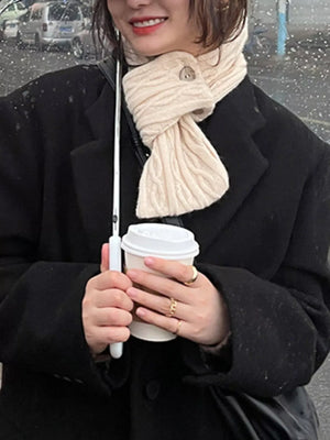 Button-Accent Knitted Winter Scarf - Makw Official Site