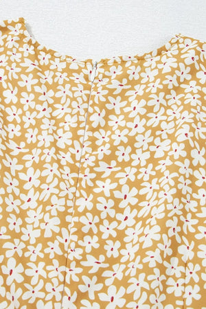 Floral Short Sleeve Surplice Frilly Tiered Mini Dress - Makw Official Site