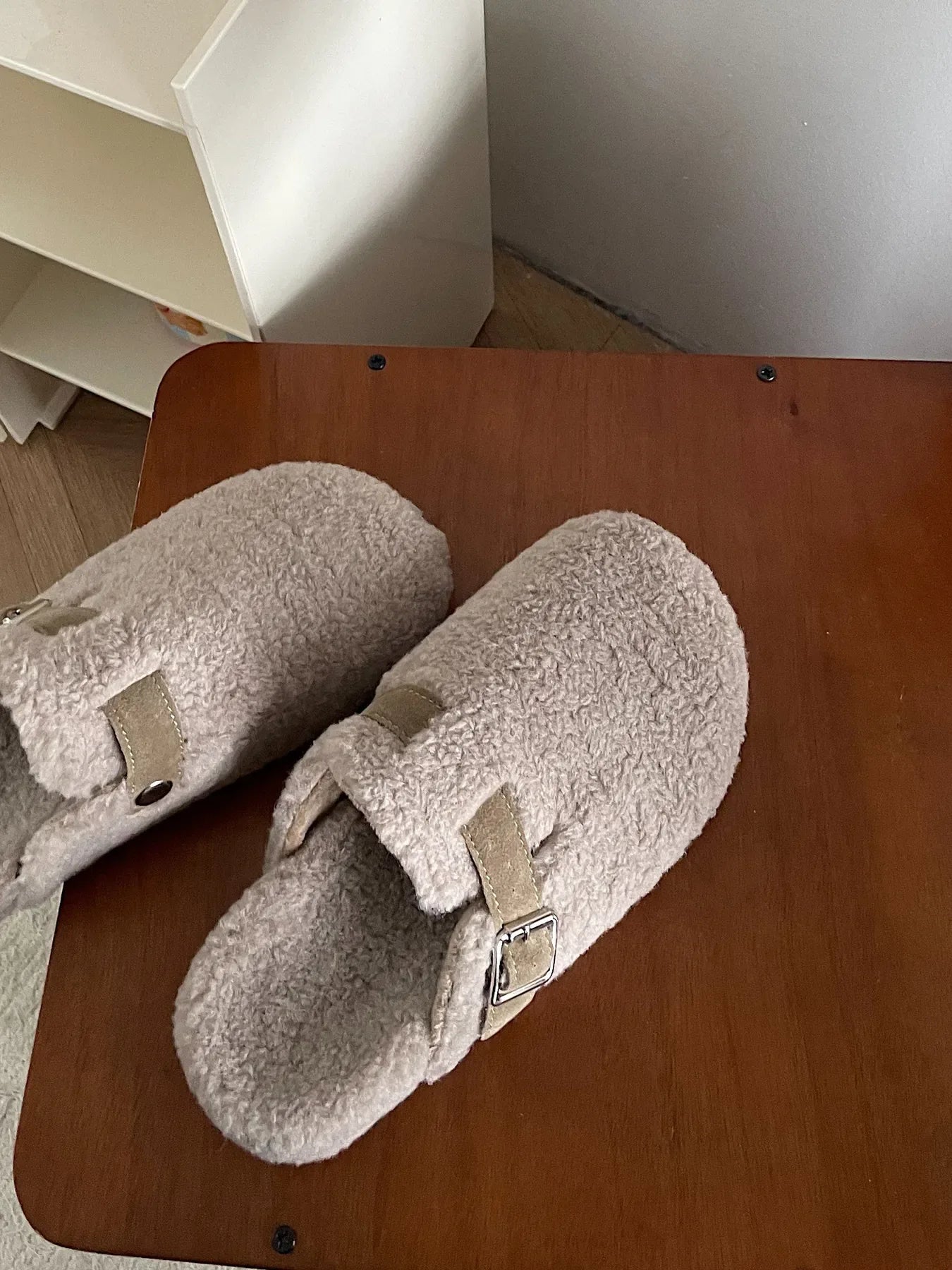 Cozy Plush Buckle Detail Slip-Ons - Makw Official Site