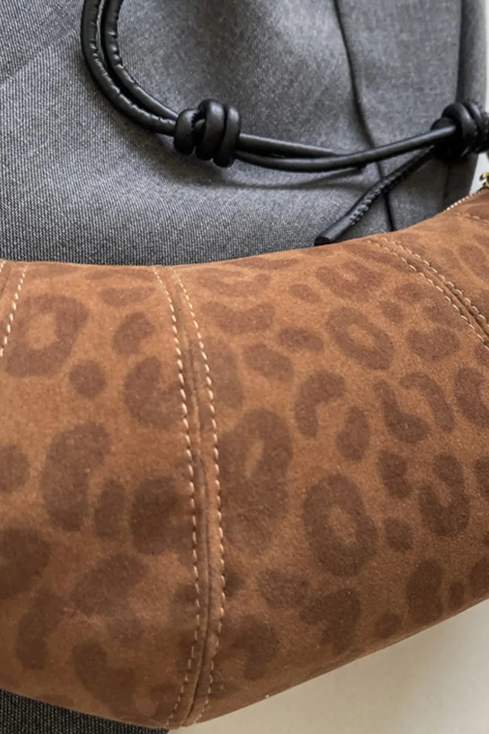 PU Leather Strap Suede Shoulder Bag - Makw Official Site