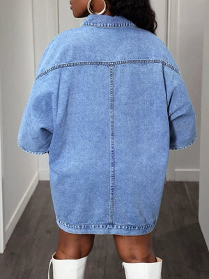 Oversized Batwing Sleeve Denim Top - Makw Official Site
