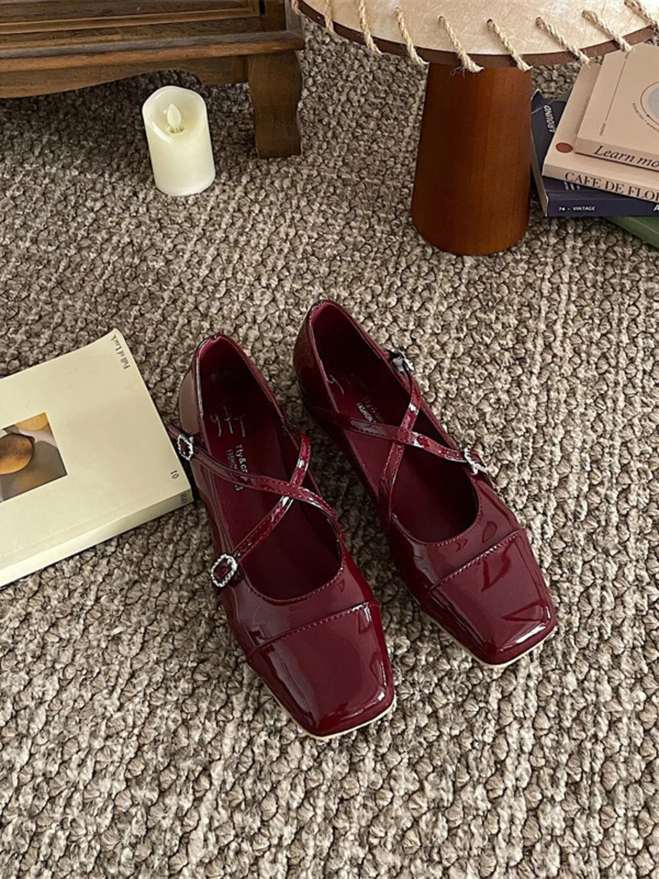 Crisscross Buckle Square Toe Mary Jane Loafers - Makw Official Site