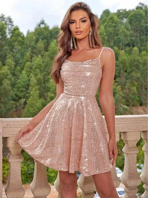 Sequin Tie Back Cami Dress - Makw Official Site