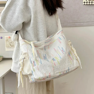 Contrast Texture Shoulder Bag - Makw Official Site