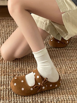 Polka Dot Round Toe Slip-Ons - Makw Official Site