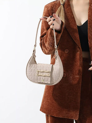 Crocodile Embossed Flap Shoulder Bag - Makw Official Site