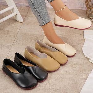 Round Toe Flats Slip-Ons - Makw Official Site