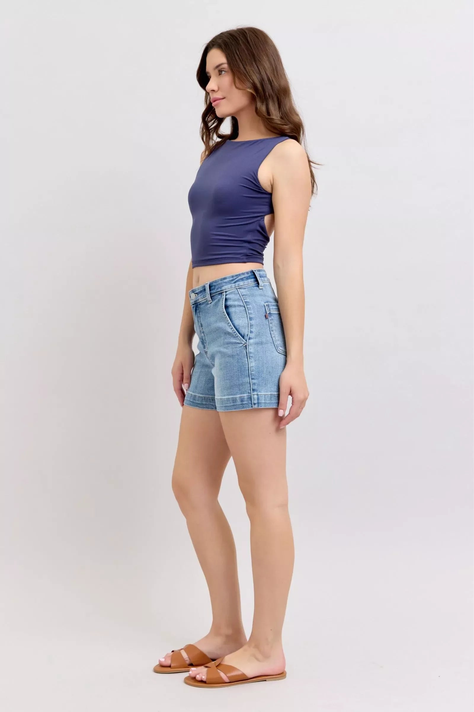Judy Blue Mid Rise Denim Shorts - Makw Official Site
