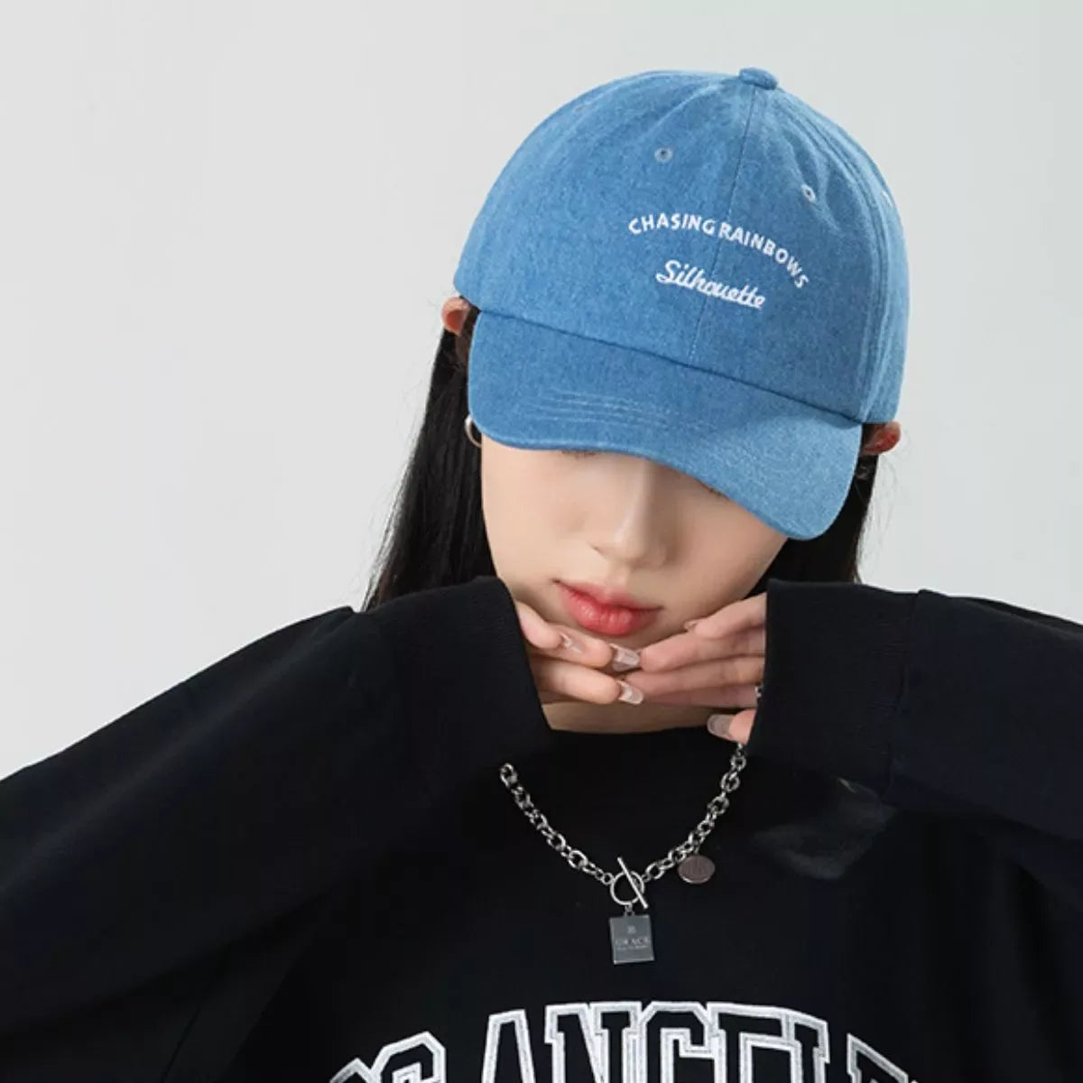 Embroidered Denim Baseball Cap - Makw Official Site