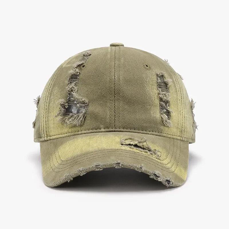 Distressed Adjustable Cotton Baseball Cap - Makw Official Site