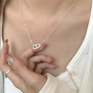 925 Sterling Silver Zircon Geometric Necklace - Makw Official Site