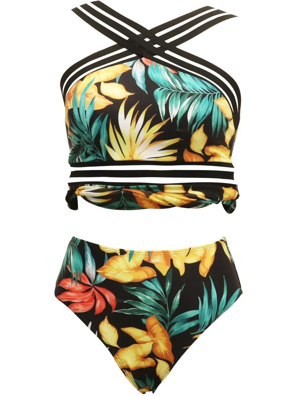 Cutout Printed Two-Piece Swim Set - Makw Official Site