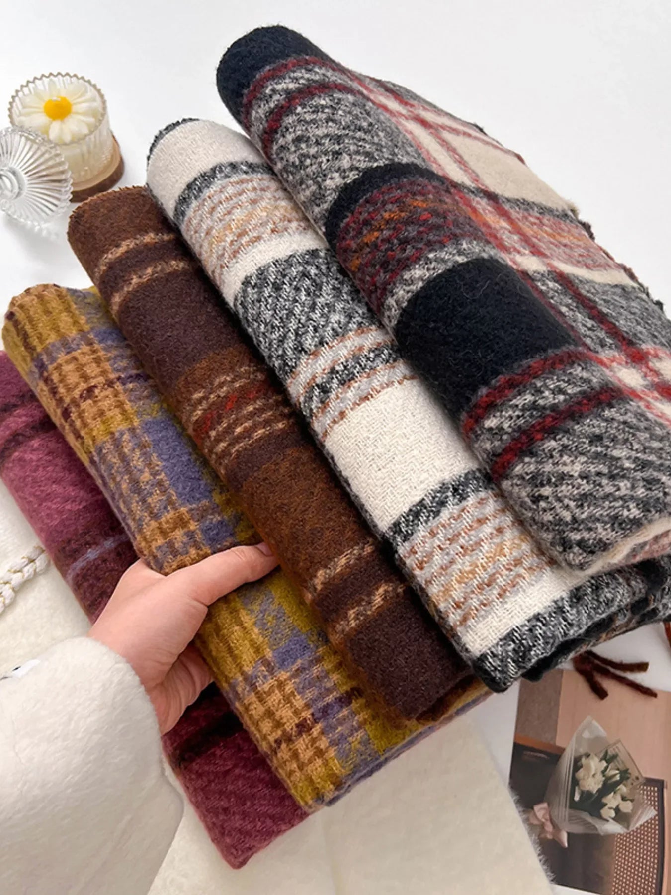 Warm Plaid Winter Scarf - Makw Official Site