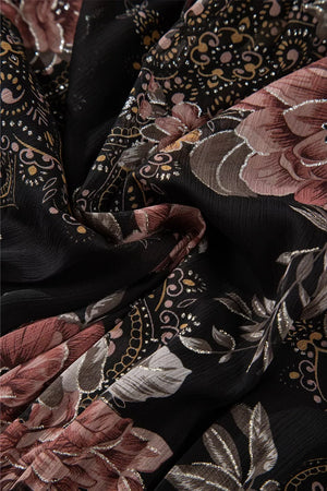 Floral Print Tie Neck Mini Dress - Makw Official Site