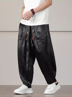 Men's Plus Size Dragon Pattern Harem Pants - Makw Official Site
