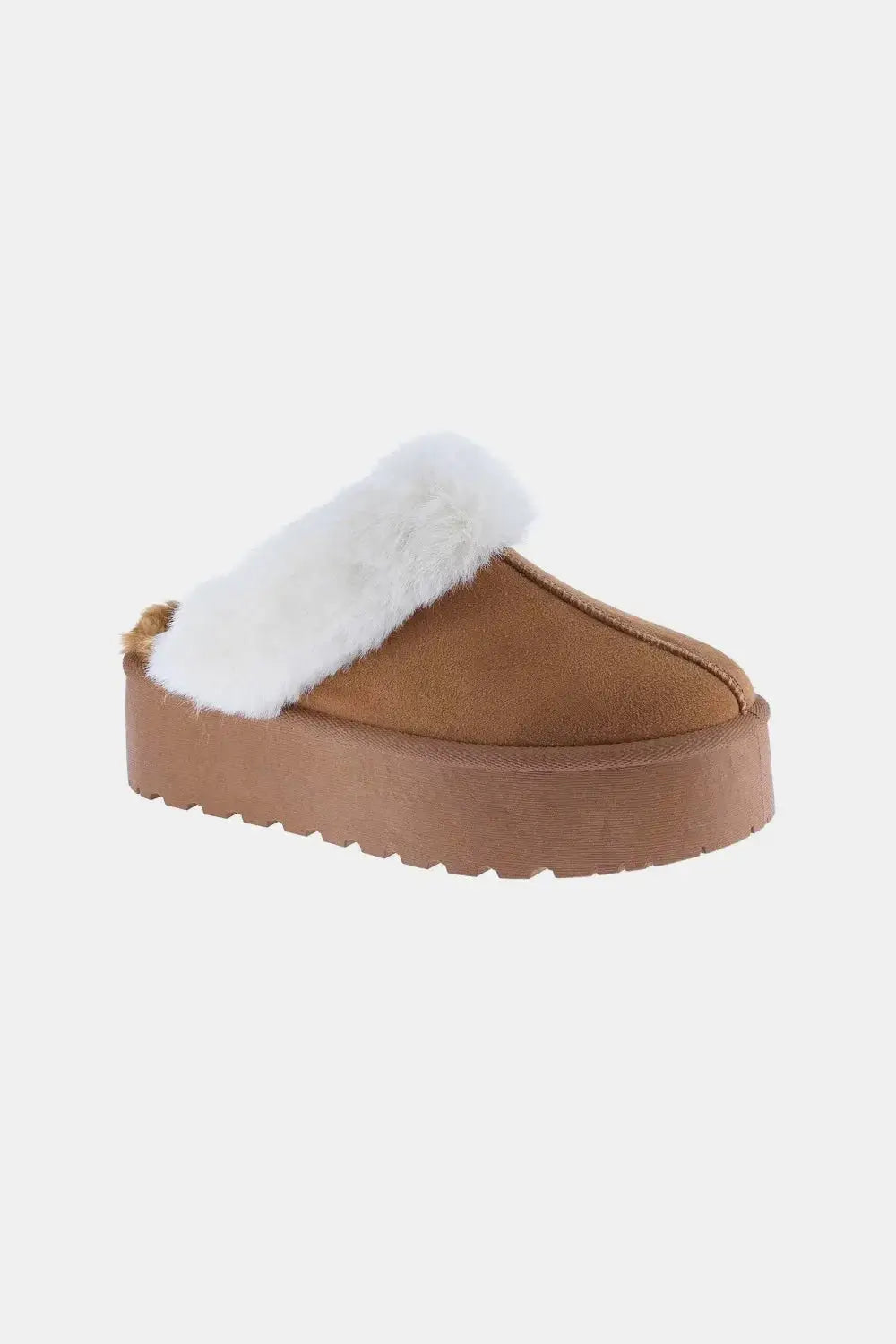 Weeboo Thick Bottom Fur Trim Snow Slippers - Makw Official Site