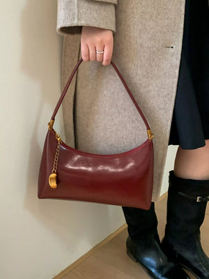 Chain Charm Leather Shoulder Bag - Makw Official Site