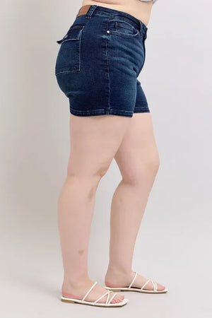Judy Blue Full Size High Waist Back Flap Pocket Denim Shorts Plus Size - Makw Official Site