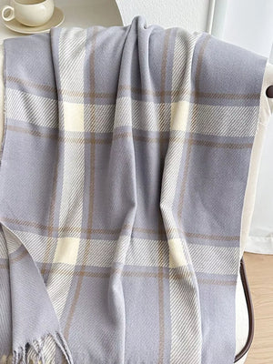 Classic Plaid Pattern Tassel Winter Scarf - Makw Official Site