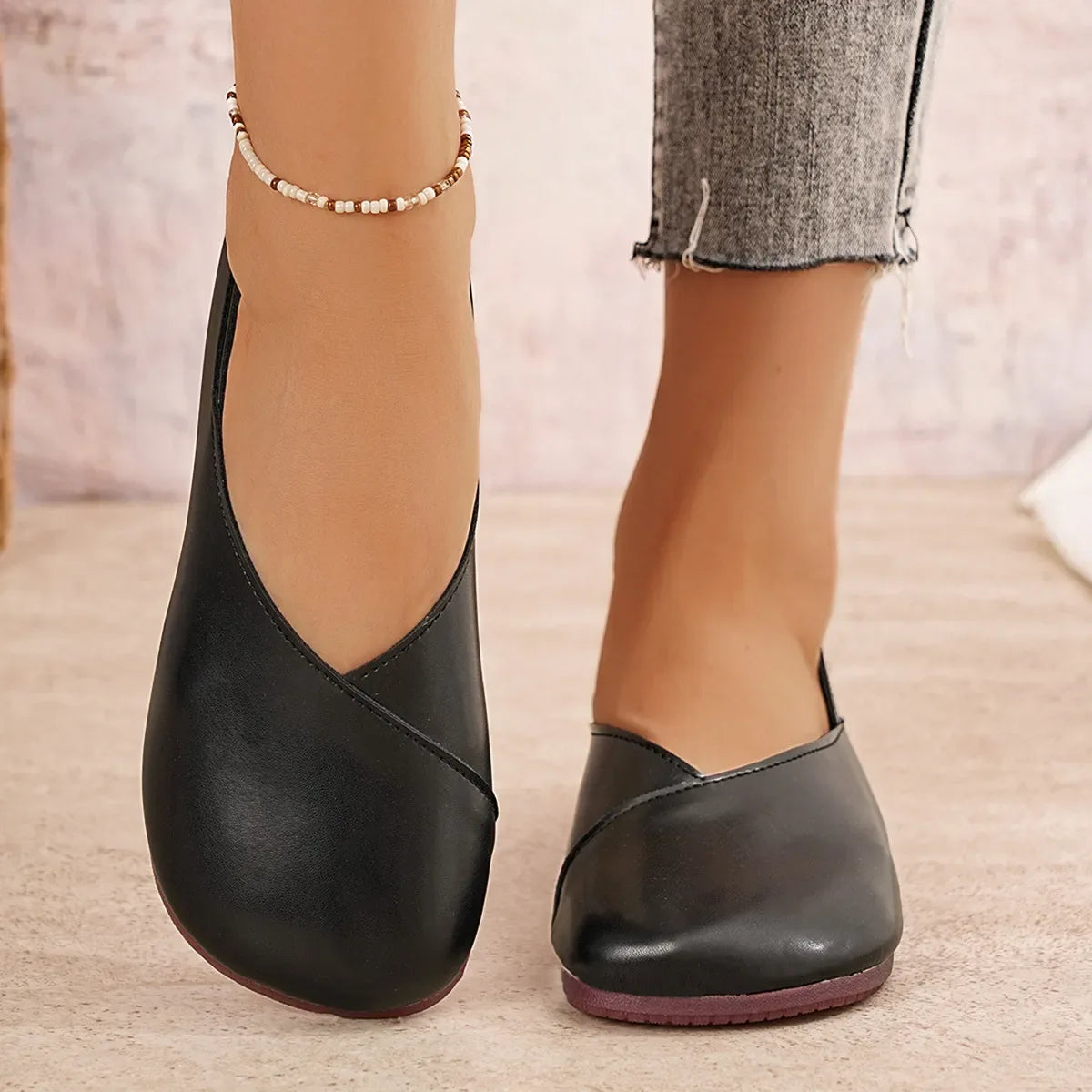 Round Toe Flats Slip-Ons - Makw Official Site