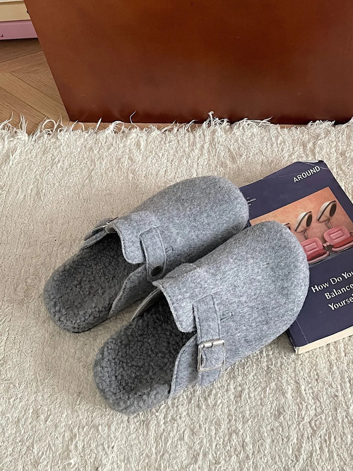 Cozy Plush Buckle Detail Slip-Ons - Makw Official Site