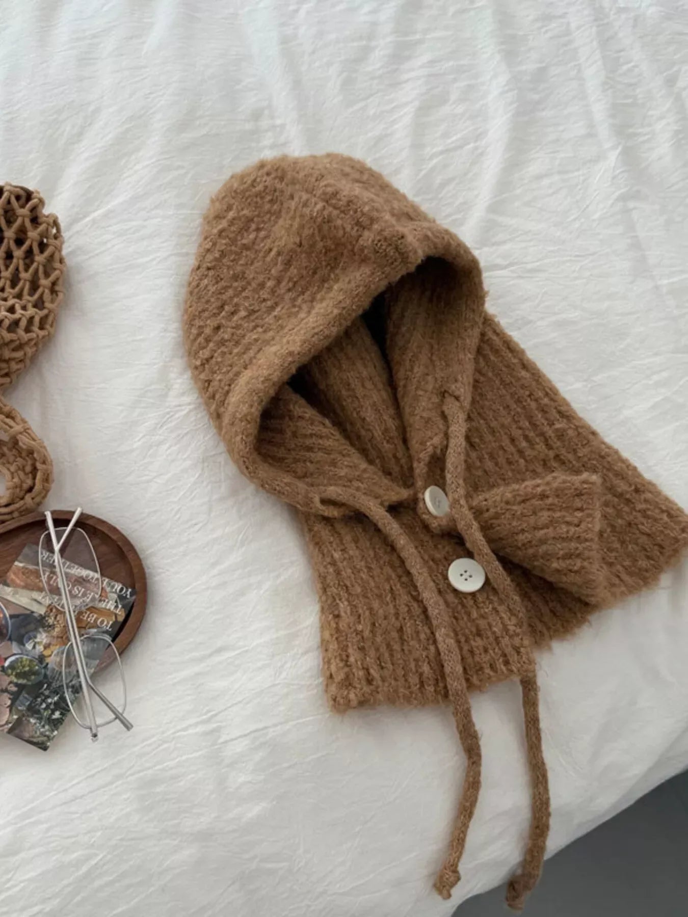 Cozy Knit Button Detail Hat - Makw Official Site