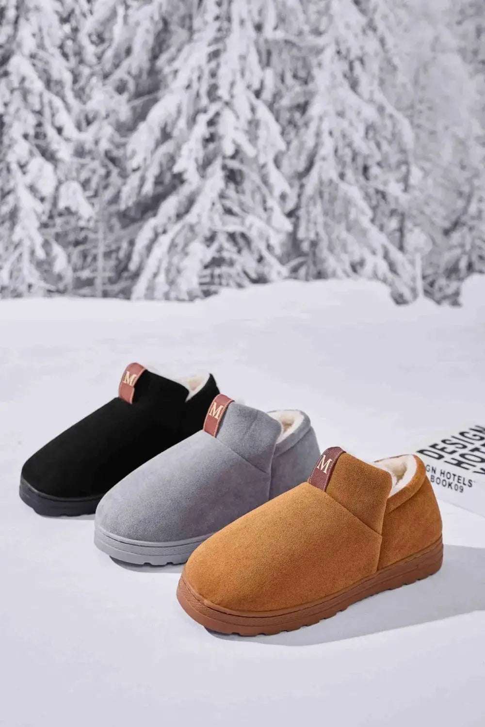 Letter M Suede Round Toe Slippers - Makw Official Site
