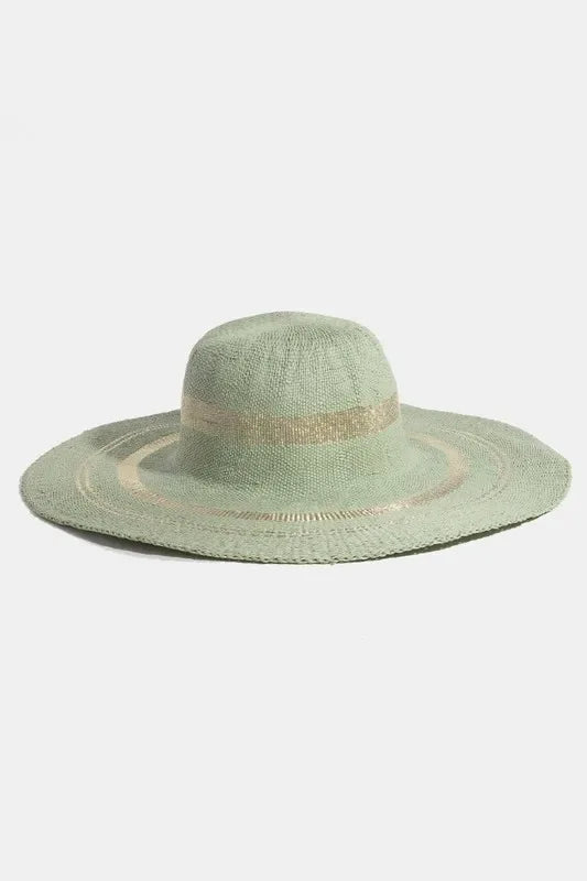 Fame Metallic Accent Trim Floppy Sun Hat - Makw Official Site