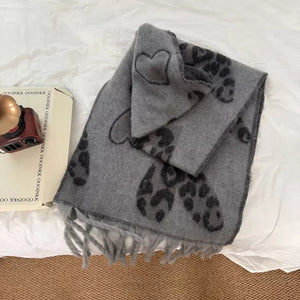 Leopard Heart Warm Scarf - Makw Official Site