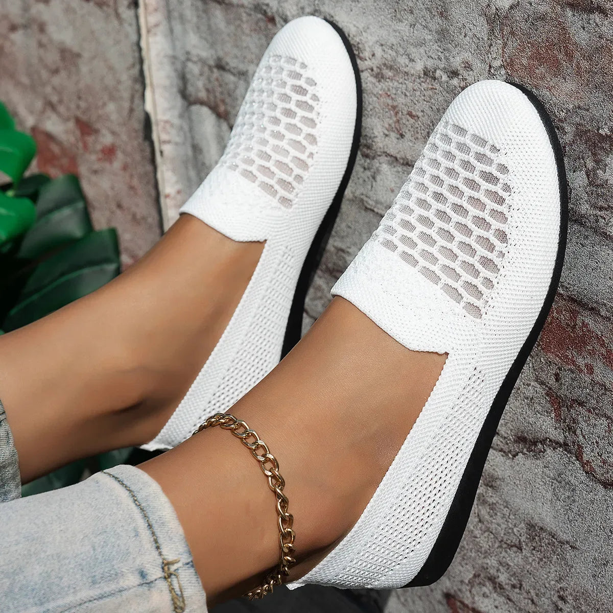 Mesh Breathable Slip-On Loafers with Perforated Design - Makw Official Site