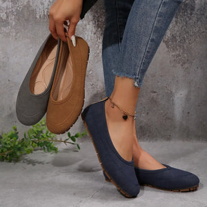 Round Toe Flat Slip-Ons - Makw Official Site