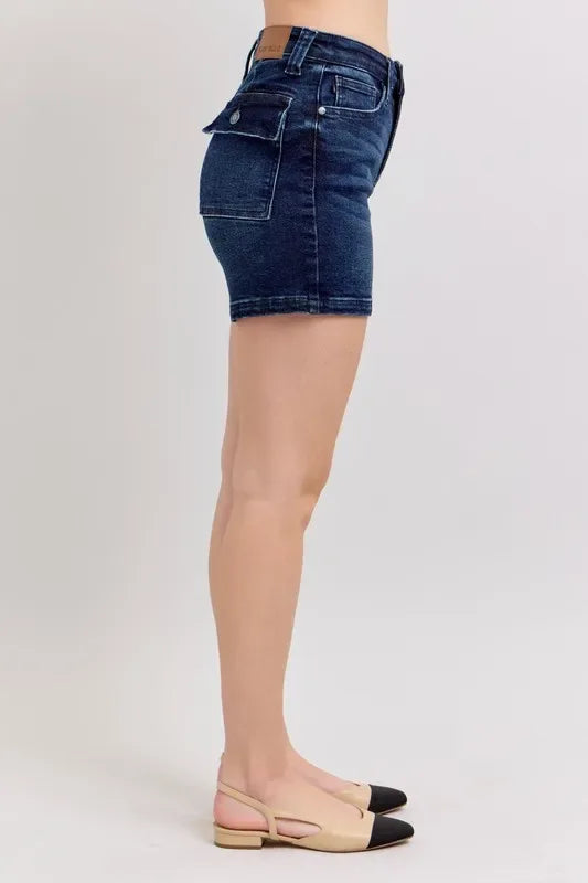 Judy Blue Full Size High Waist Back Flap Pocket Denim Shorts Plus Size - Makw Official Site