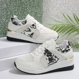 Floral Mesh Wedge Athletic - Makw Official Site