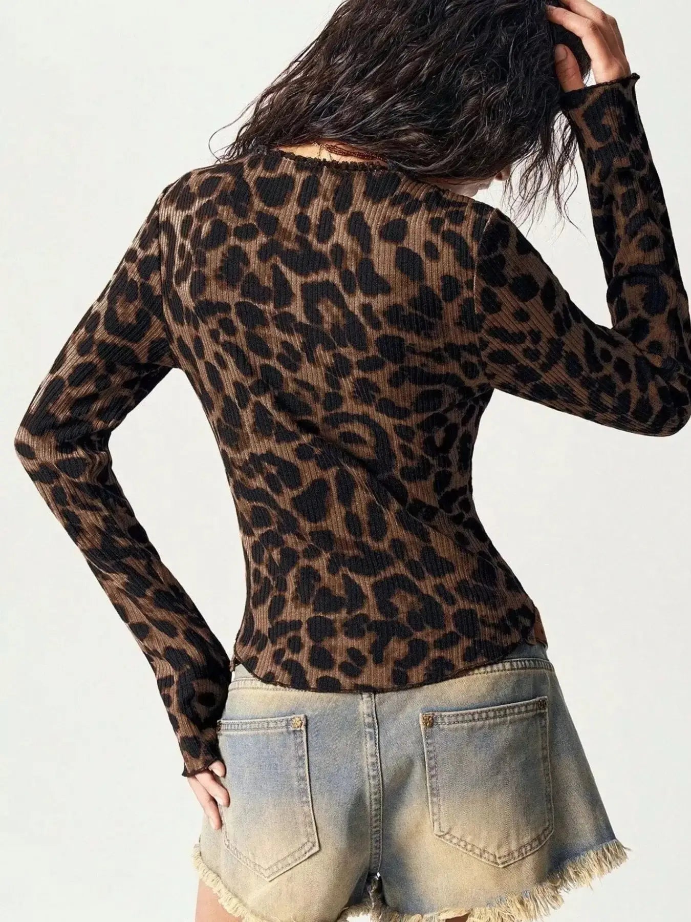 Leopard Print Button-Down Top - Makw Official Site