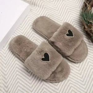 Heart Open Toe Flats Slippers - Makw Official Site