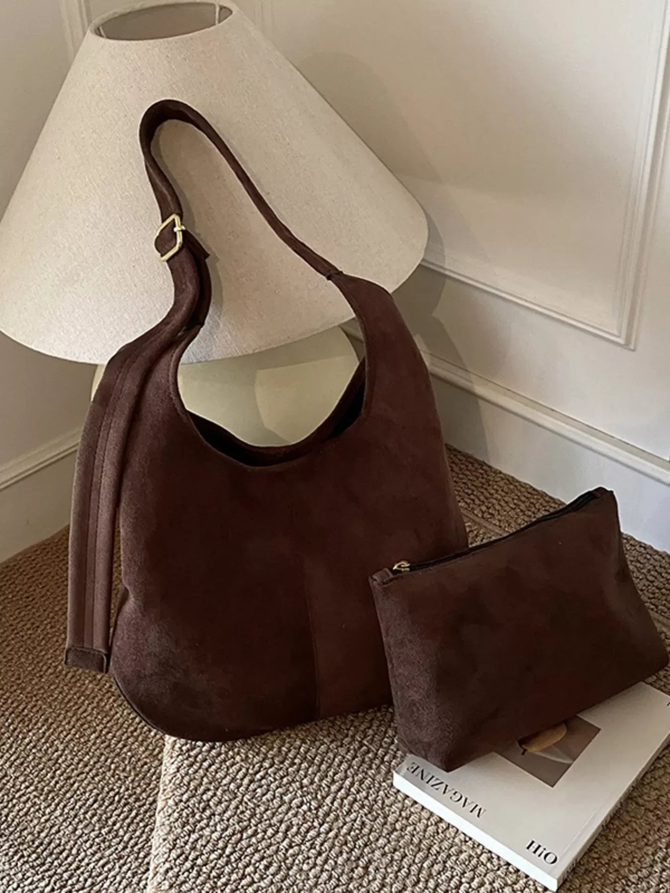 Suede Hobo Shoulder Bag - Makw Official Site