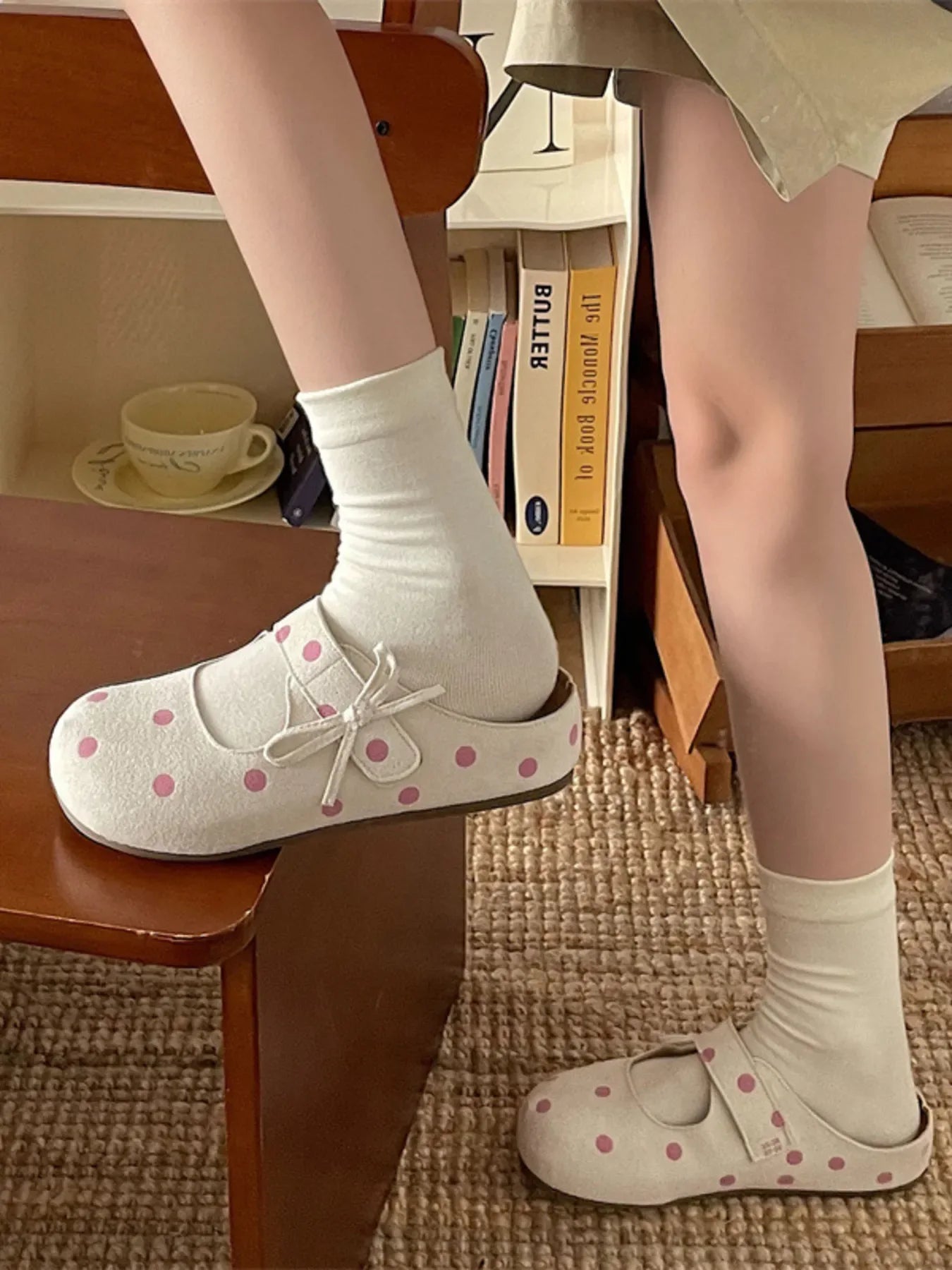 Polka Dot Round Toe Slip-Ons - Makw Official Site