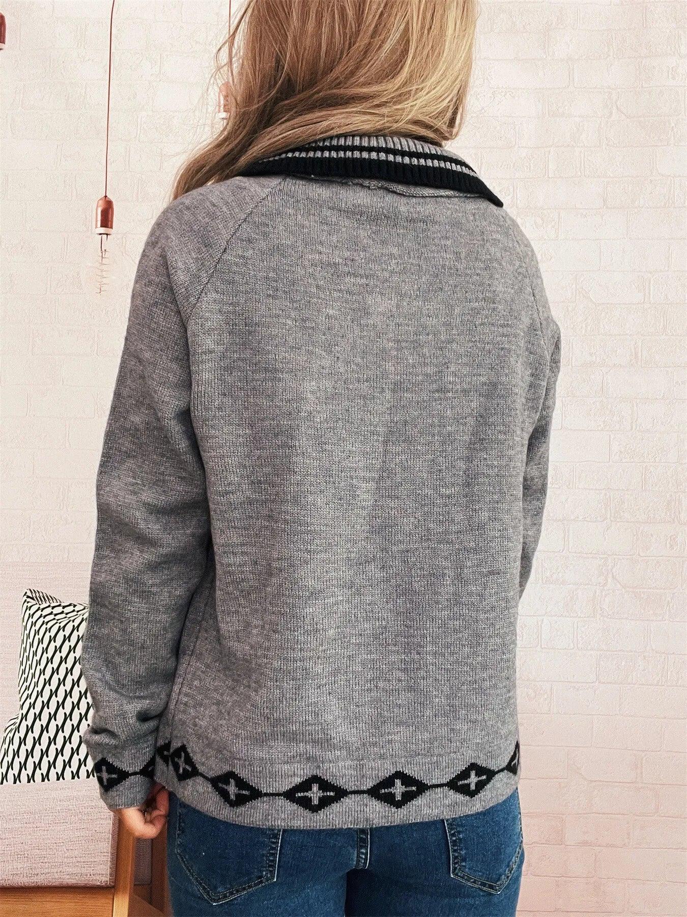 Heart Button Long Sleeve Cardigan - Makw Official Site