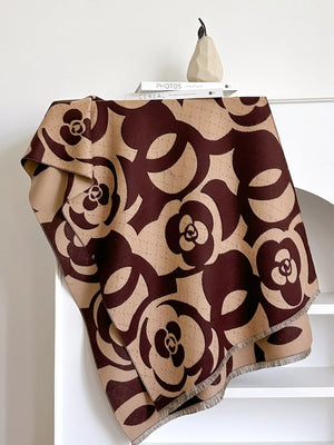 Floral Patterned Warm Scarf - Makw Official Site