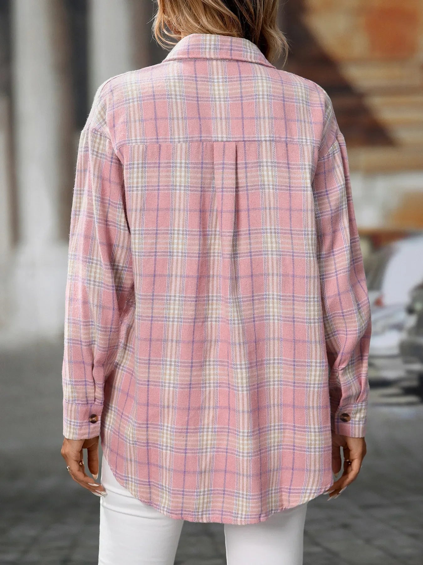 Plaid Button-Down Oversized Shirt - Makw Official Site