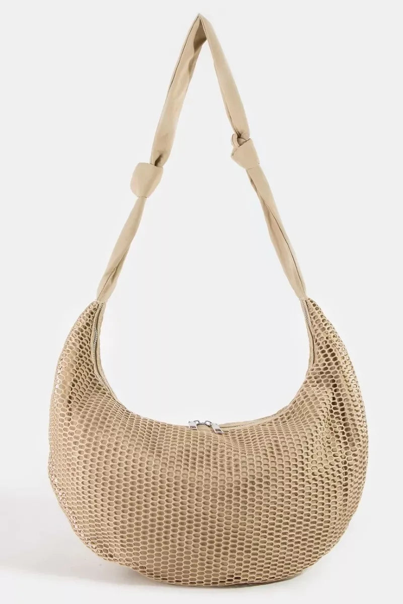 Fame Textured Mesh Knot Shoulder Bag - Makw Official Site