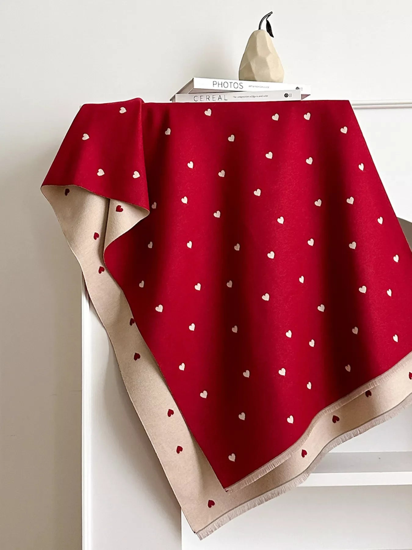 Heart Raw Hem Scarf - Makw Official Site