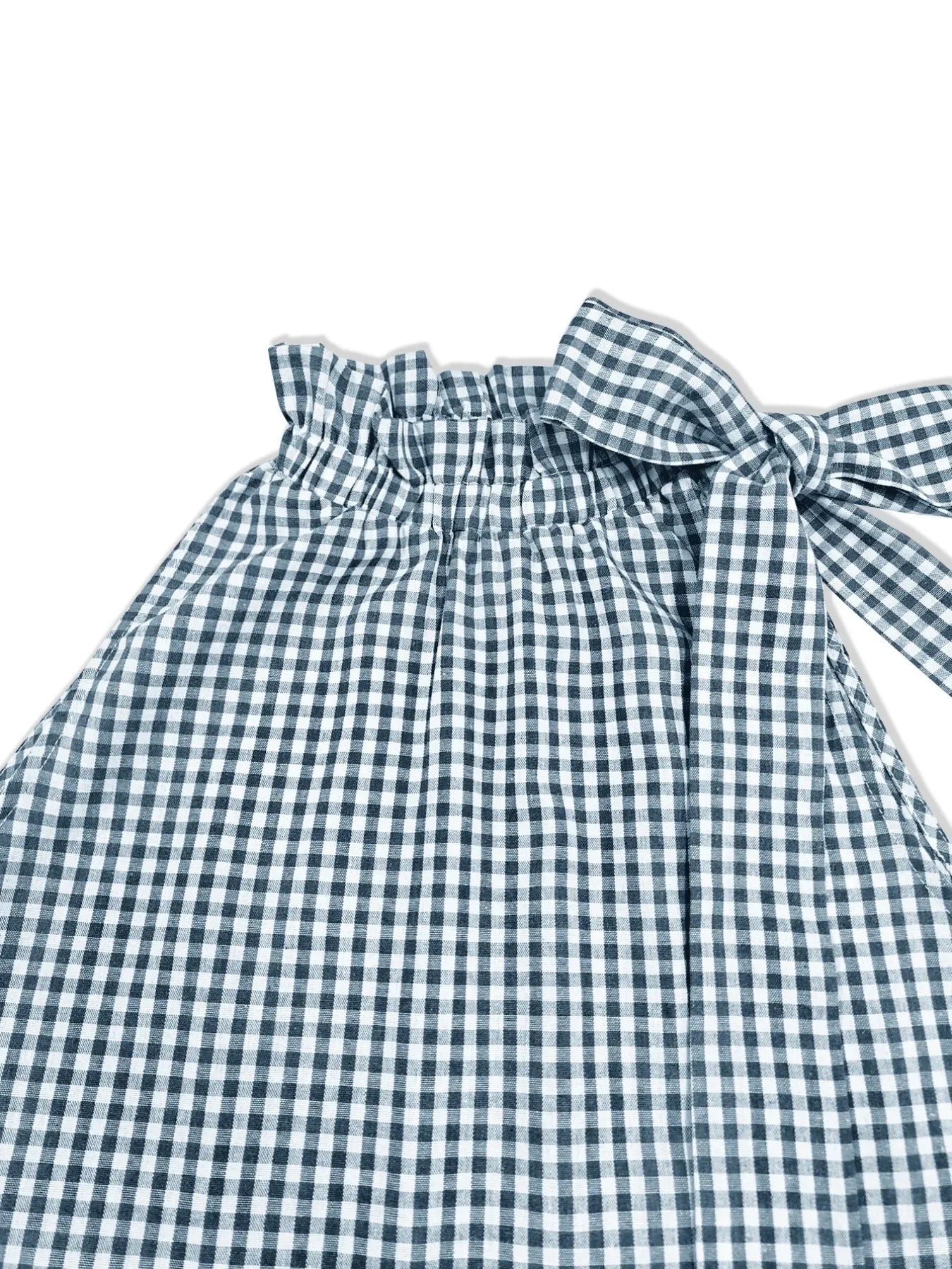 Asymmetric Gingham Bow Tie Sleeveless Top - Makw Official Site