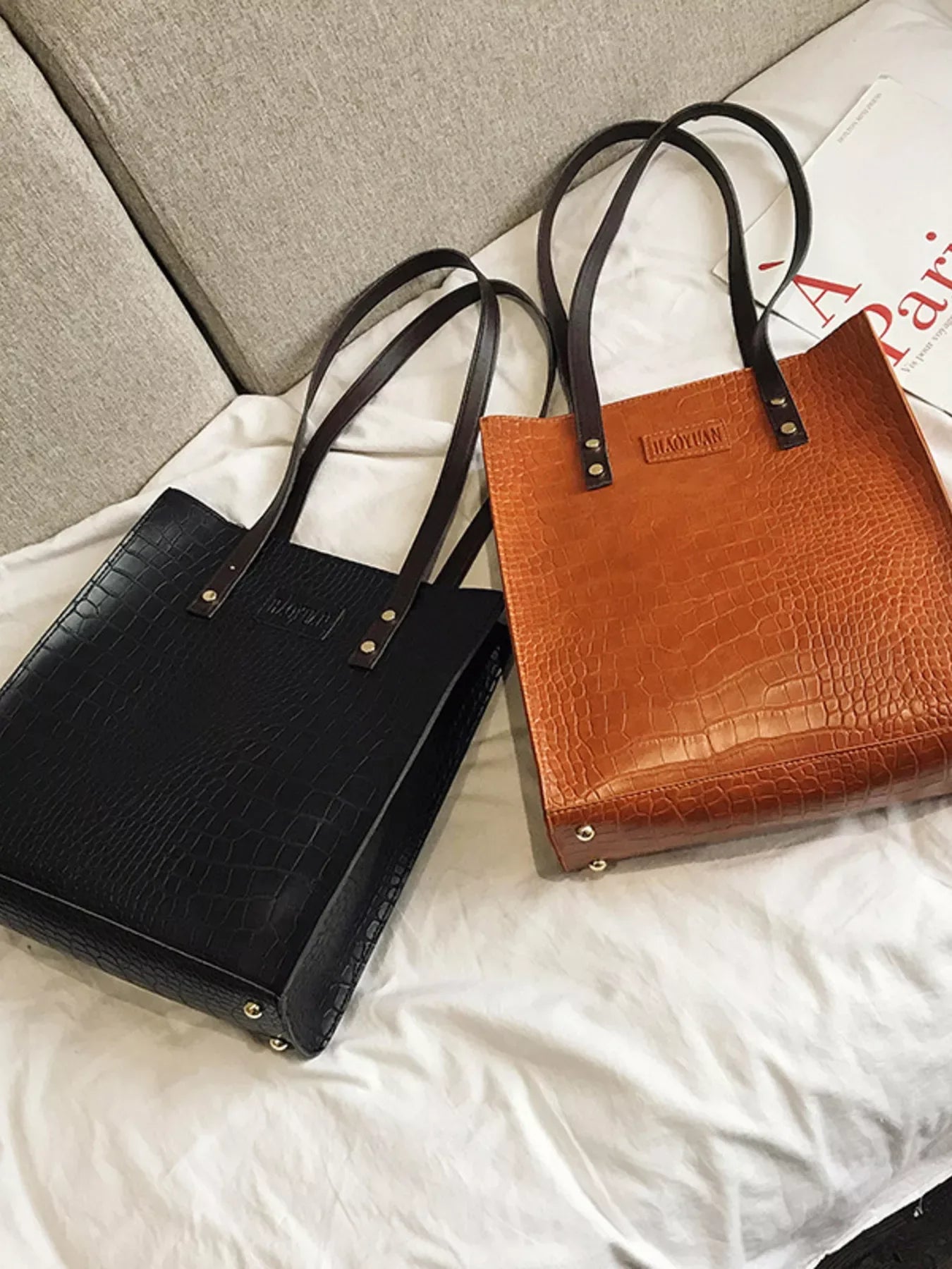 Leather Tote Shoulder Bag - Makw Official Site