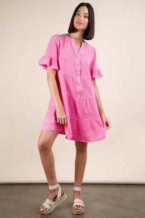 VERY J Plus Size Mineral Washed Woven Mini Dress - Makw Official Site