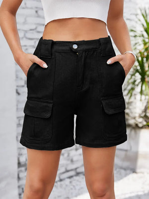 High Waist Washed Denim Shorts - Makw Official Site