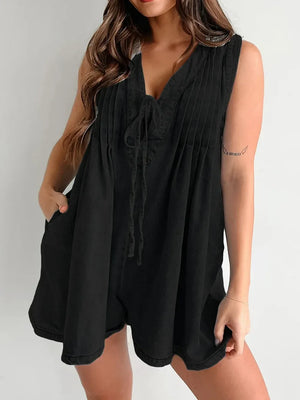 Tied Romper with Pockets - Makw Official Site